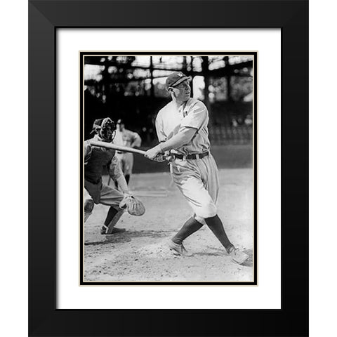 Baseball Game in Progress, 1910s Black Modern Wood Framed Art Print with Double Matting by Harris and Ewing Collection