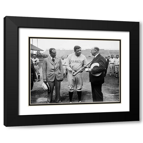 Babe Ruth, 1928 Black Modern Wood Framed Art Print with Double Matting by Harris and Ewing Collection
