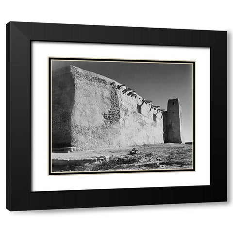 Church Side Wall and Tower, Acoma Pueblo, New Mexico - National Parks and Monuments, ca. 1933-1942 Black Modern Wood Framed Art Print with Double Matting by Adams, Ansel