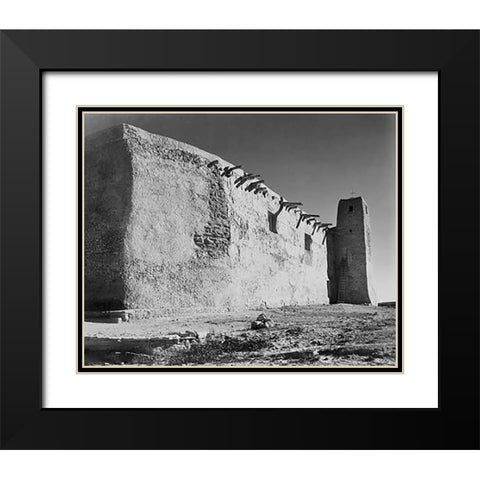Church Side Wall and Tower, Acoma Pueblo, New Mexico - National Parks and Monuments, ca. 1933-1942 Black Modern Wood Framed Art Print with Double Matting by Adams, Ansel