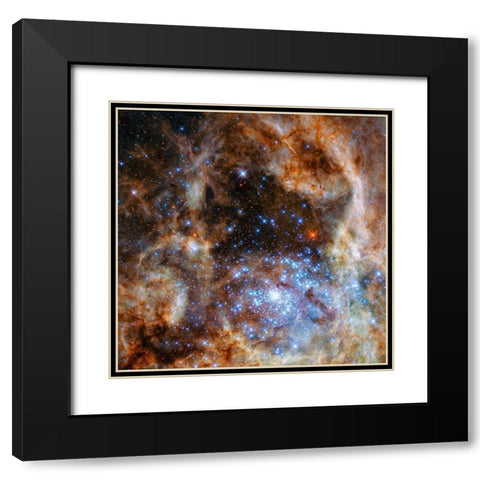Star Cluster R136 Black Modern Wood Framed Art Print with Double Matting by NASA