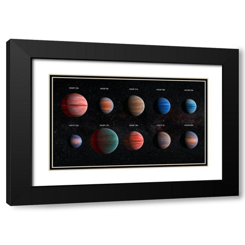 Artist Impression of Hot Jupiter Exoplanets - Annotated Black Modern Wood Framed Art Print with Double Matting by NASA, ESA,