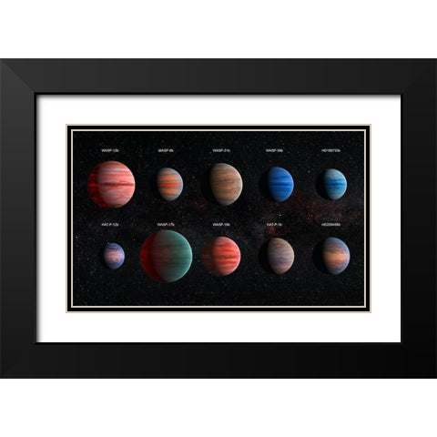 Artist Impression of Hot Jupiter Exoplanets - Annotated Black Modern Wood Framed Art Print with Double Matting by NASA, ESA,