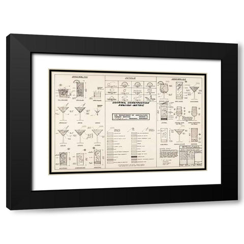 The Cocktail Construction Chart, U.S. National Forest Service, 1974 Black Modern Wood Framed Art Print with Double Matting by Ketcham, Cleve Red"