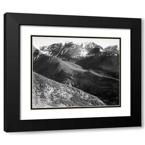 Hills and mountains, in Rocky Mountain National Park, Colorado, ca. 1941-1942 Black Modern Wood Framed Art Print with Double Matting by Adams, Ansel