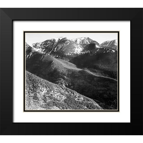 Hills and mountains, in Rocky Mountain National Park, Colorado, ca. 1941-1942 Black Modern Wood Framed Art Print with Double Matting by Adams, Ansel