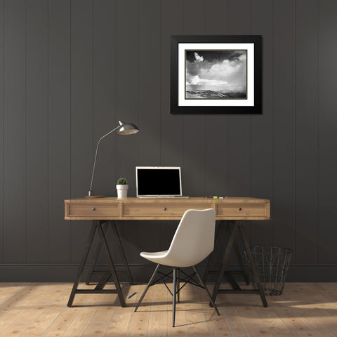 Mountain tops, low horizon, dramatic clouded sky, in Rocky Mountain National Park, Colorado, ca. 194 Black Modern Wood Framed Art Print with Double Matting by Adams, Ansel