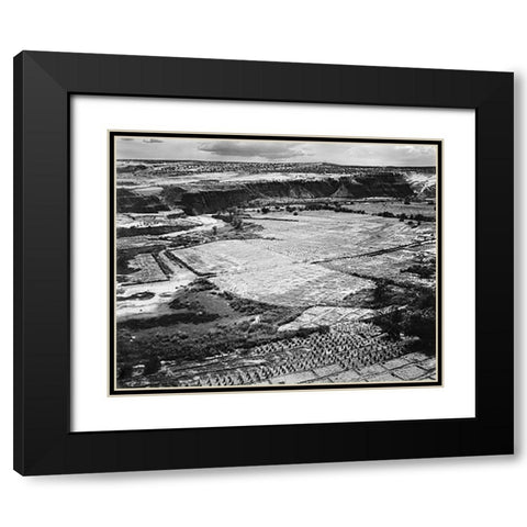 Corn Field, Indian Farm near Tuba City, Arizona, in Rain, 1941 Black Modern Wood Framed Art Print with Double Matting by Adams, Ansel