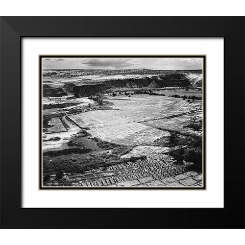 Corn Field, Indian Farm near Tuba City, Arizona, in Rain, 1941 Black Modern Wood Framed Art Print with Double Matting by Adams, Ansel