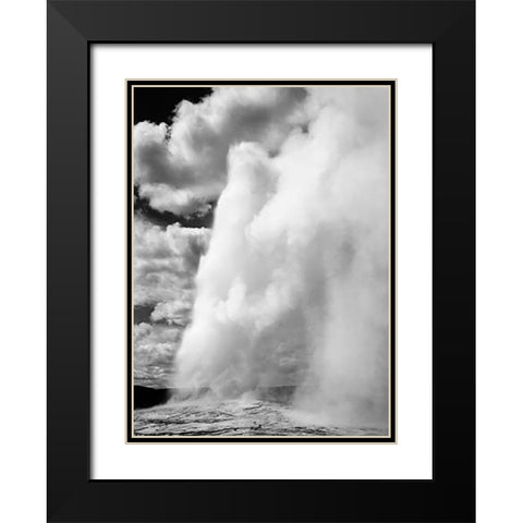 Old Faithful, Yellowstone National Park, Wyoming, ca. 1941-1942 Black Modern Wood Framed Art Print with Double Matting by Adams, Ansel