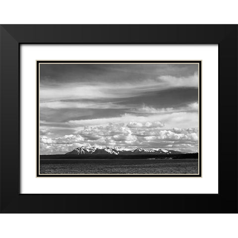 Yellowstone Lake, Mt. Sheridan, Yellowstone National Park, Wyoming, ca. 1941-1942 Black Modern Wood Framed Art Print with Double Matting by Adams, Ansel
