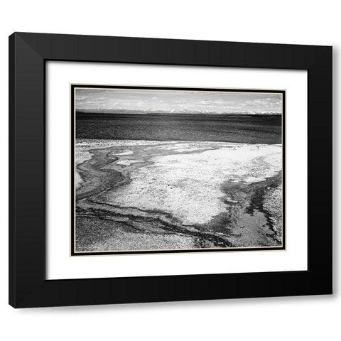 Yellowstone Lake - Hot Springs Overflow, Yellowstone National Park, Wyoming, ca. 1941-1942 Black Modern Wood Framed Art Print with Double Matting by Adams, Ansel