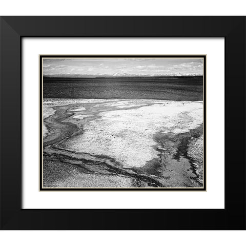 Yellowstone Lake - Hot Springs Overflow, Yellowstone National Park, Wyoming, ca. 1941-1942 Black Modern Wood Framed Art Print with Double Matting by Adams, Ansel