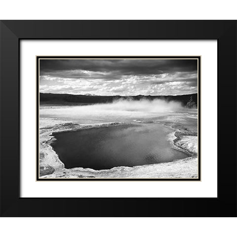 Fountain Geyser Pool, Yellowstone National Park, Wyoming, ca. 1941-1942 Black Modern Wood Framed Art Print with Double Matting by Adams, Ansel