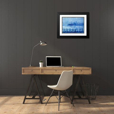 Blue Night, London Black Modern Wood Framed Art Print with Double Matting by Pennell, Joseph