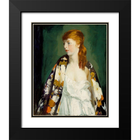 Edna Black Modern Wood Framed Art Print with Double Matting by Henri, Robert