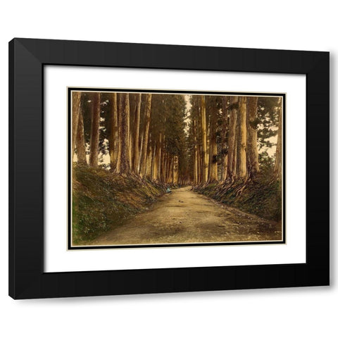 View of Imaichi Black Modern Wood Framed Art Print with Double Matting by 19th Century Japanese Photographer