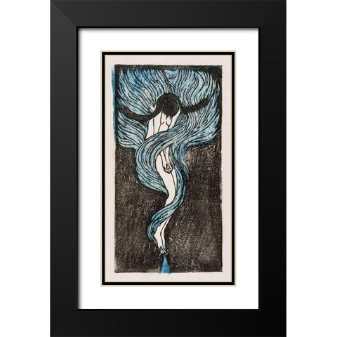 Meloncholy Black Modern Wood Framed Art Print with Double Matting by Kiyokichi, Tanaka