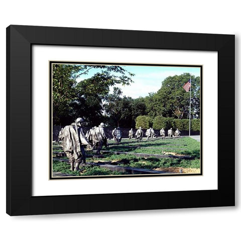 Stainless-steel troopers on patrol at the Korean War Veterans Memorial, Washington, D.C. Black Modern Wood Framed Art Print with Double Matting by Highsmith, Carol