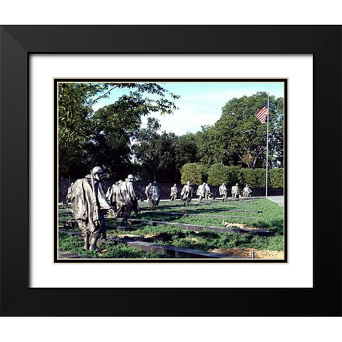 Stainless-steel troopers on patrol at the Korean War Veterans Memorial, Washington, D.C. Black Modern Wood Framed Art Print with Double Matting by Highsmith, Carol