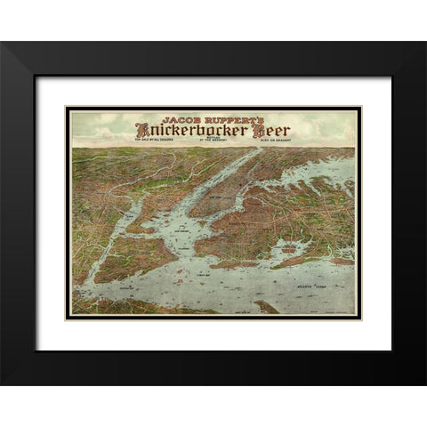 Panoramic view of New York City and vicinity, 1912 Black Modern Wood Framed Art Print with Double Matting by Knickerbocker Beer,