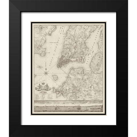 Plan of the City of New York, copied from the Ratzer Map. Surveyed in the Years 1766-1767. Black Modern Wood Framed Art Print with Double Matting by New York Common Council,