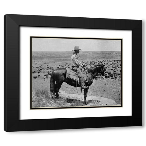 A Texas cowboy, 1907 Black Modern Wood Framed Art Print with Double Matting by Smith, Erwin