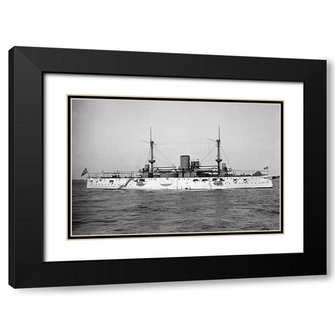 USS Texas, 1895 Black Modern Wood Framed Art Print with Double Matting by Hart, Edward