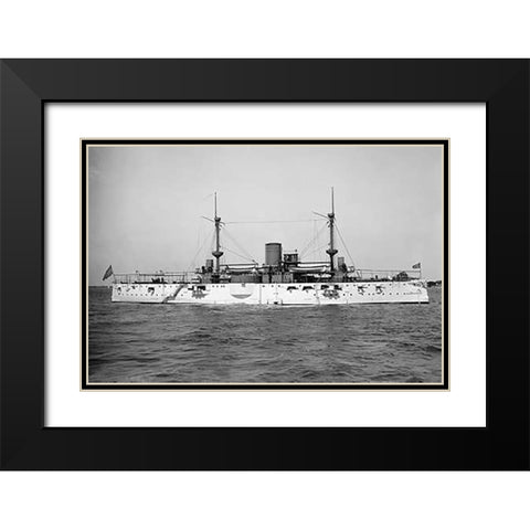USS Texas, 1895 Black Modern Wood Framed Art Print with Double Matting by Hart, Edward