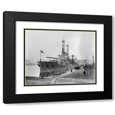 Battleship Texas in the Shipyard, ca. 1911 Black Modern Wood Framed Art Print with Double Matting by Bain News Svc.