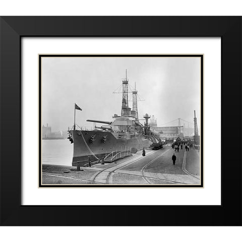 Battleship Texas in the Shipyard, ca. 1911 Black Modern Wood Framed Art Print with Double Matting by Bain News Svc.