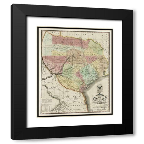 Map of Texas with parts of the adjoining states, 1837 Black Modern Wood Framed Art Print with Double Matting by Tanner, Henry Schenck