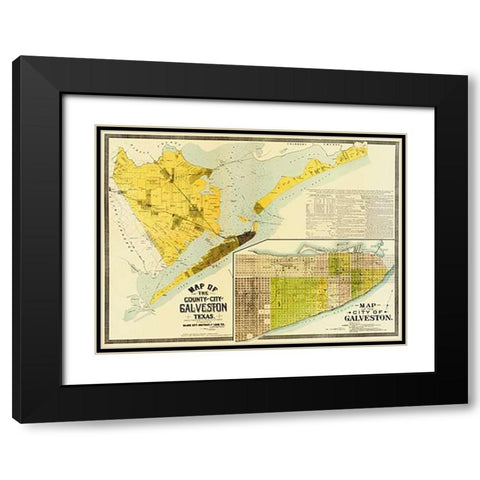 Map of the county and city of Galveston, Texas, 1891 Black Modern Wood Framed Art Print with Double Matting by Island City Abstract and Loan Co.