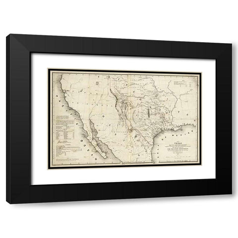Map of Texas and the countries adjacent, 1844 Black Modern Wood Framed Art Print with Double Matting by H. Emory, William H., Emory, William