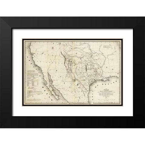 Map of Texas and the countries adjacent, 1844 Black Modern Wood Framed Art Print with Double Matting by H. Emory, William H., Emory, William