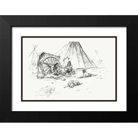 The Last of the Buffalo, 1899 Black Modern Wood Framed Art Print with Double Matting by Russell, Charles