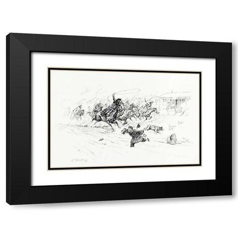 Painting the Town, 1899 Black Modern Wood Framed Art Print with Double Matting by Russell, Charles