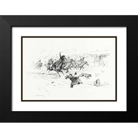 Painting the Town, 1899 Black Modern Wood Framed Art Print with Double Matting by Russell, Charles