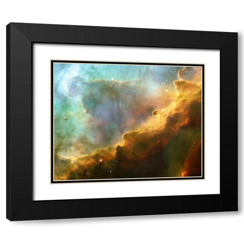 Omega Nebula (M17) Black Modern Wood Framed Art Print with Double Matting by NASA