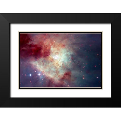 View of the Orion Nebula Black Modern Wood Framed Art Print with Double Matting by Hubble Space Telescope
