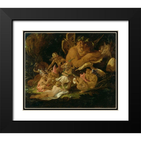 Puck and the Fairies from A Midsummer Nights Dream Black Modern Wood Framed Art Print with Double Matting by Paton, Sir Joseph Noel