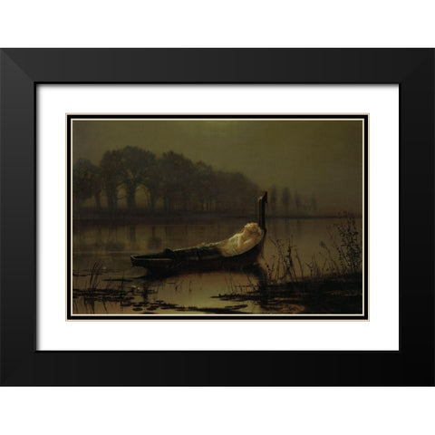 The Lady of Shalott Black Modern Wood Framed Art Print with Double Matting by Grimshaw, John Atkinson