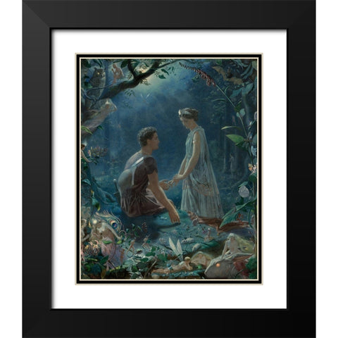 A Midsummer Nights Dream - Hermia and Lysander Black Modern Wood Framed Art Print with Double Matting by Simmons, John