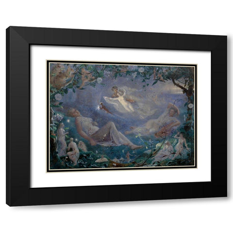 Scene from A Midsummer Nights Dream Black Modern Wood Framed Art Print with Double Matting by Simmons, John