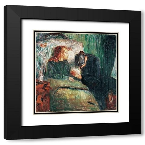 The Sick Child, 1907 Black Modern Wood Framed Art Print with Double Matting by Munch, Edvard