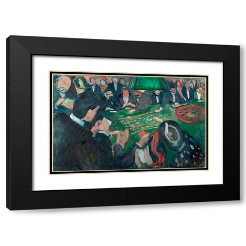 At the Roulette Table in Monte Carlo, 1892 Black Modern Wood Framed Art Print with Double Matting by Munch, Edvard