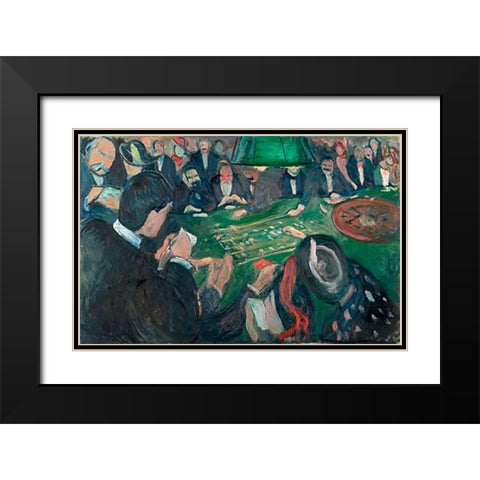 At the Roulette Table in Monte Carlo, 1892 Black Modern Wood Framed Art Print with Double Matting by Munch, Edvard
