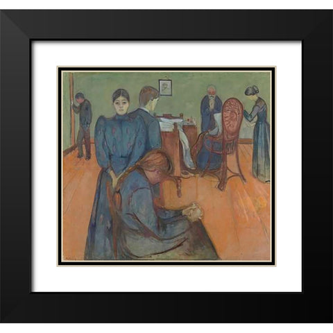 Death in the Sickroom, 1893 Black Modern Wood Framed Art Print with Double Matting by Munch, Edvard