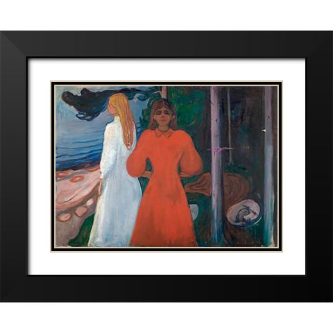 Red and White, 1899-1900 Black Modern Wood Framed Art Print with Double Matting by Munch, Edvard