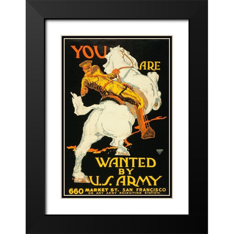 You are wanted by the U.S. Army, 1915/1918 Black Modern Wood Framed Art Print with Double Matting by Bara, K.M.